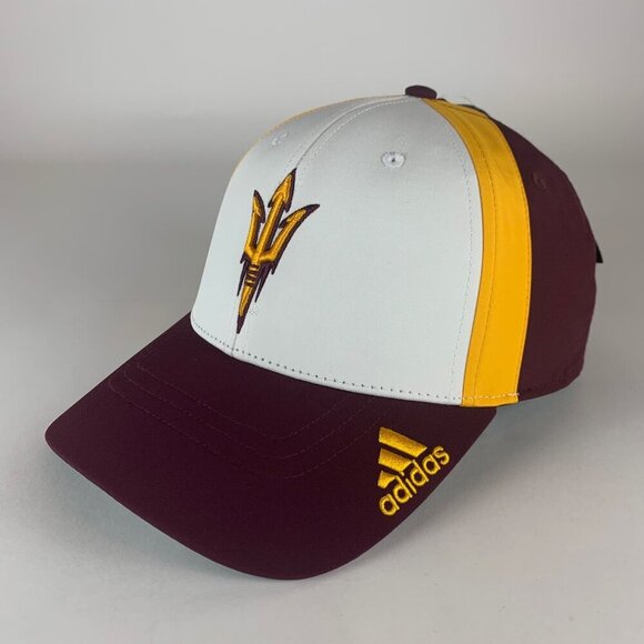 Arizona State Sun Devils NCAA Adidas Maroon Gold White Strapback Hat New - Picture 1 of 5